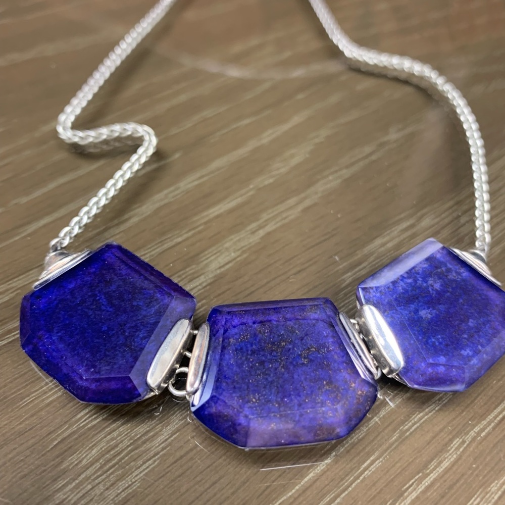 Silpada “Blue Grotto” Statement Necklace - Lapis, Rock Crystal & Sterling Silver